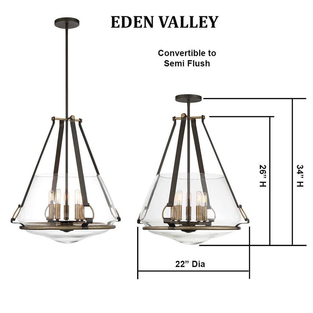 Eden Valley Smoked Iron & Aged Gold 5-Light Modern Pendant