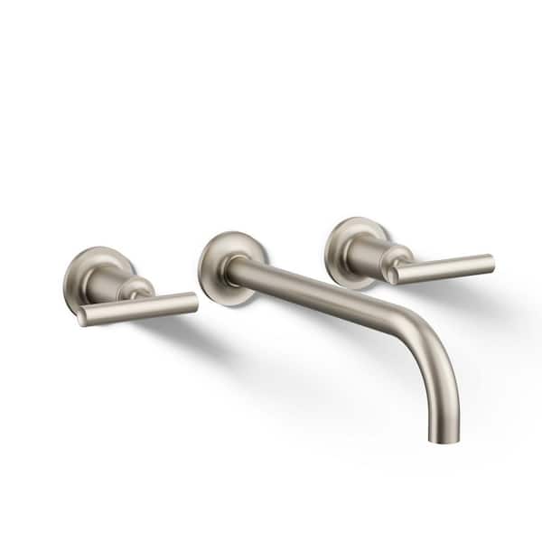 KOHLER Purist Widespread Double Handle Wall-Mount Bathroom Sink Faucet Trim Kit in Vibrant Brushed Nickel (Valve Not Included)