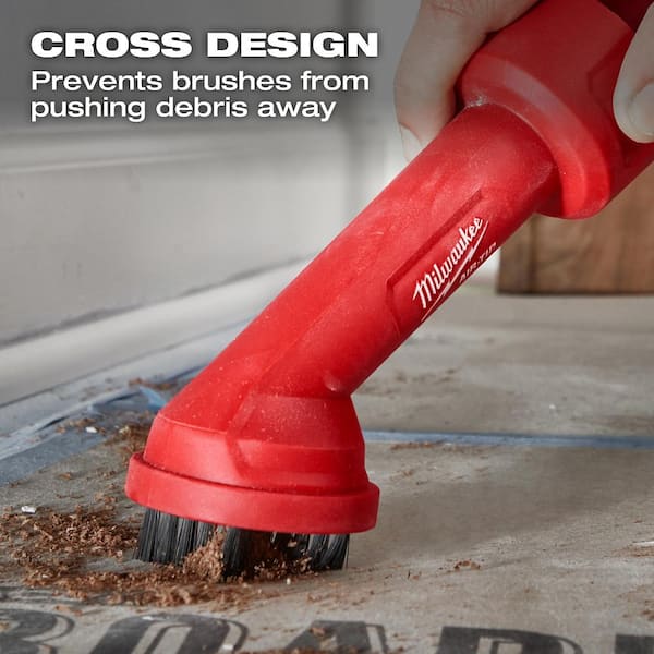 Milwaukee - AIR-TIP 1-1/4 in. - 2-1/2 in. Cross Brush Tool Wet/Dry Shop Vacuum Attachment (1-Piece)