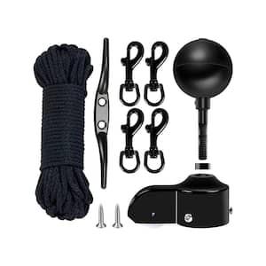 50 ft. Halyard Rope Flagpole Hardware Repair Parts Kit with 3 in. Black Ball for 1.6 in.-2 in. Flag Poles Top
