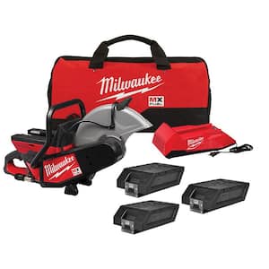 MX FUEL Lithium-Ion Cordless 14 in. Cut Off Saw Kit with 2 Batteries and Charger plus XC406 Battery Pack