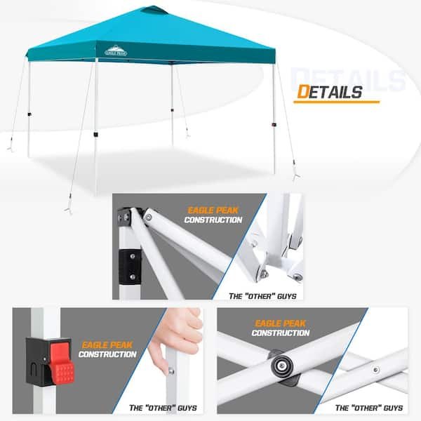 EAGLE PEAK 10 ft. x 10 ft. Turquoise Pop Up Canopy Tent Instant Outdoor  Canopy E100EPT-TUR-AZ - The Home Depot