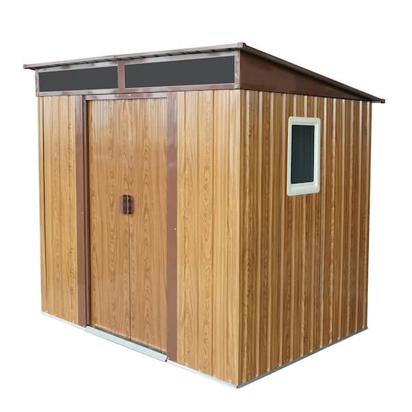 Outdoor Storage Shed 6 ft. W x 5 ft. D Metal Shed with Window and Foundation Brown (30 sq. ft. )