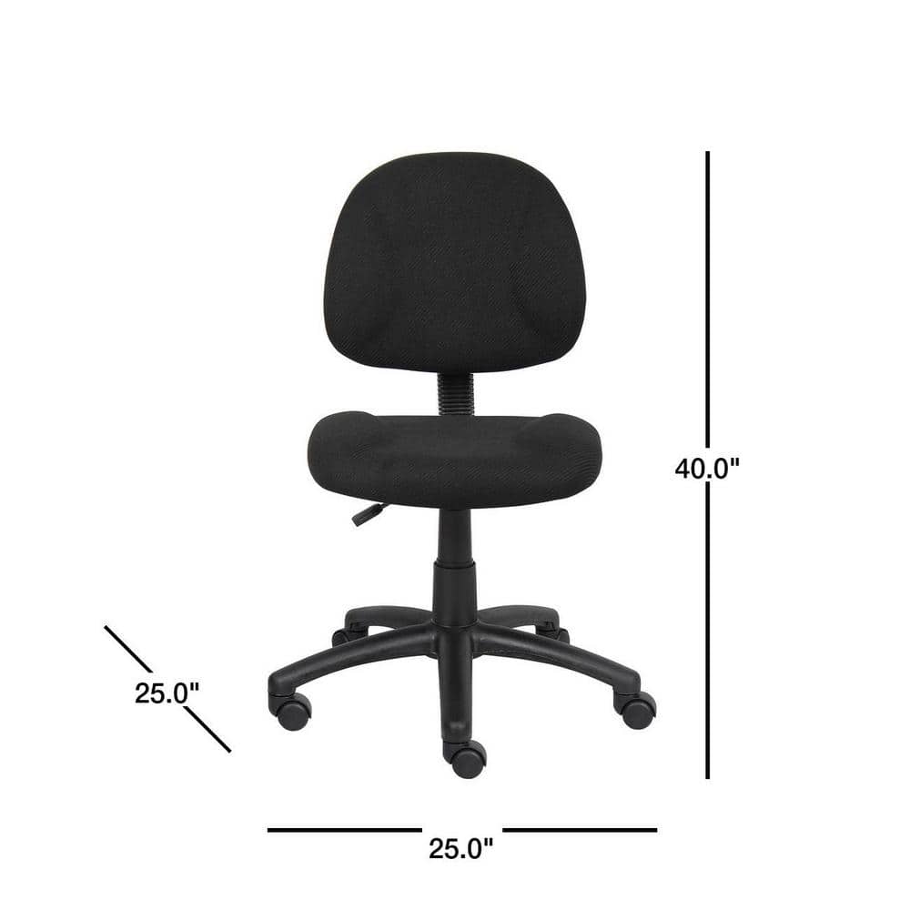 Black Nylon Swivel Armless Task Chair with Adjustable Height