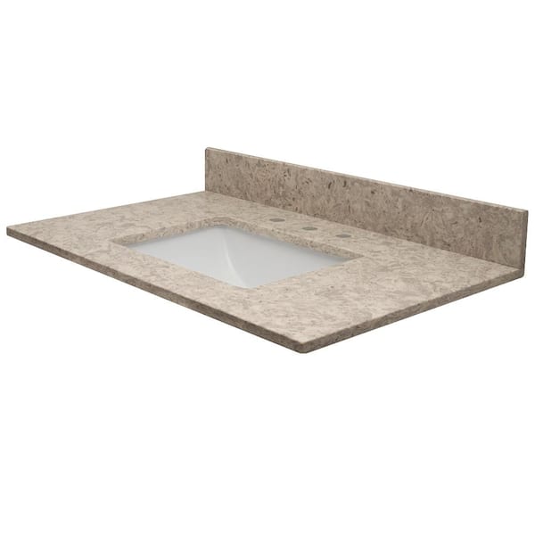 MarCraft Vista 25 in. W x 22 in. D Quartz Single Rectangle Basin Vanity Top in Orion with White Basin