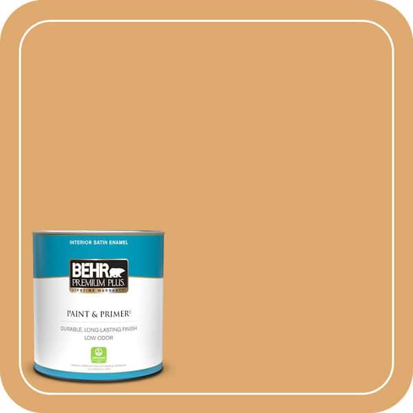 BEHR PREMIUM PLUS 1 qt. Home Decorators Collection #HDC-FL13-2 Corn Maze Satin Enamel Low Odor Interior Paint & Primer