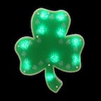 14 in. LED Lighted Holographic Green Shamrock St. Patrick's Day Window Silhouette Decoration