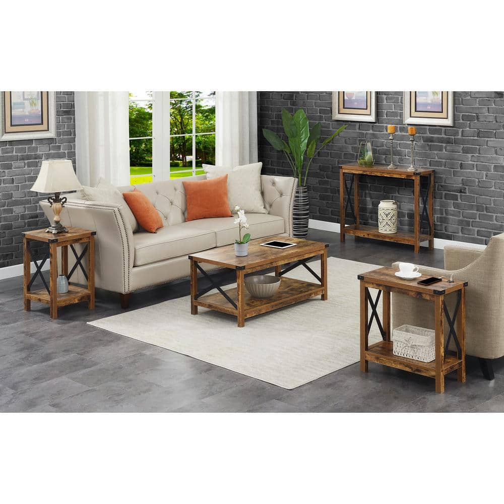 Barnwood Black 39'' Industrial Console Table with Storage Shelf