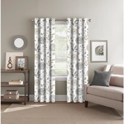 Assorted Colors Set of 2 Panels Duck River Textiles Home Fashion Floral Pole Top Window Curtains for Living Room & Bedroom 39 X 96 Inch - Steel Grey 