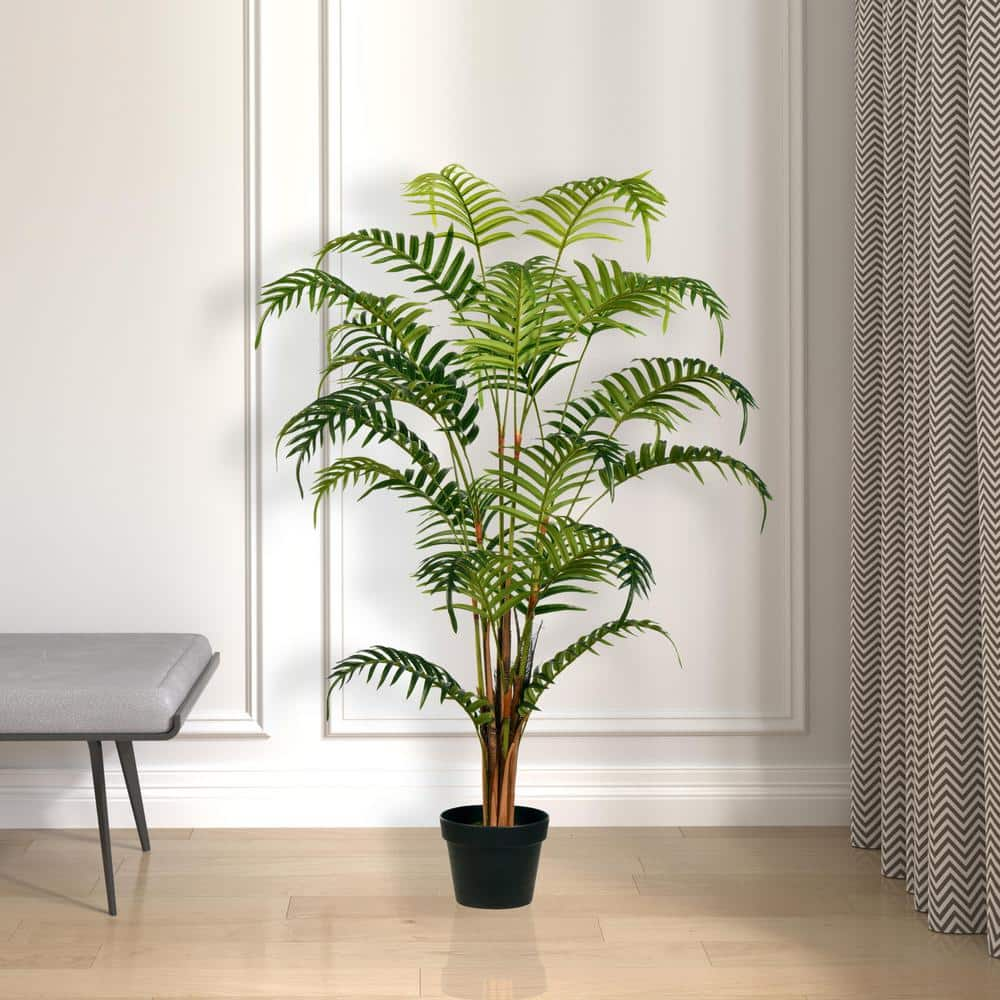 Vickerman 47 in. Artificial Potted Fern Palm Real Touch Leaves TA193547 ...