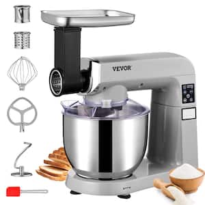 6 IN 1 Stand Mixer 450W Tilt-Head Multifunctional Electric Mixer with 6 Speeds LCD Screen Timing 7.4 Qt. Stainless Bowl