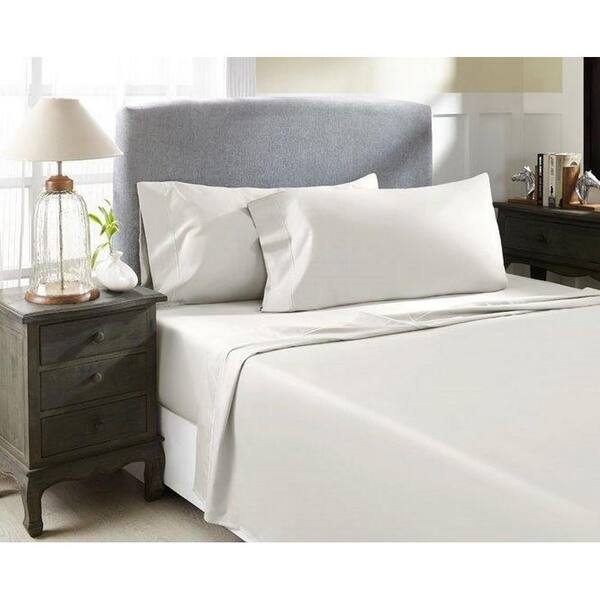 PERTHSHIRE Hotel Concepts 4-Piece Ivory Solid 1200 Thread Count Cotton King Sheet Set