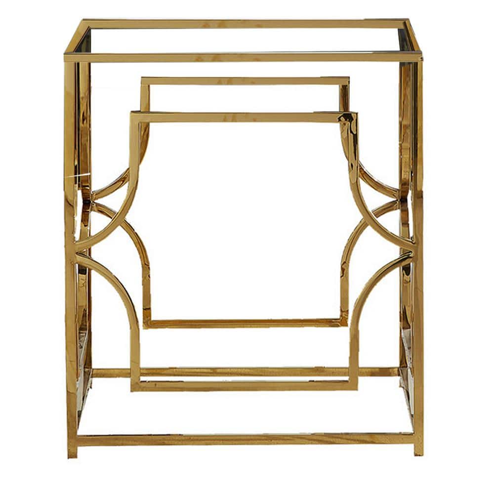 Herk 30" Gold Plated Metal Square Dining Table Base