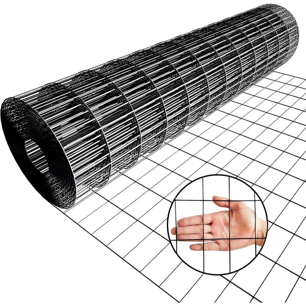 24inch x 50ft Black PVC Coated Welded Wire Mesh Fence, 2x3 16Ga Galvan