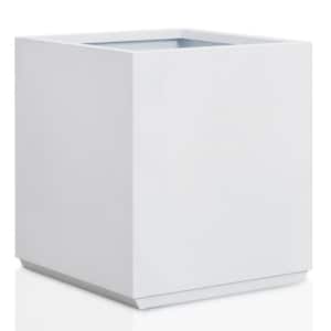 Wallowa Square Metal White Planter Box with Drainage Hole (17 in