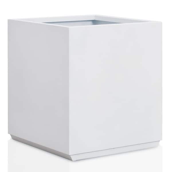 Square Metal White Planter Box with Drainage Hole (21 in. L x 21 in. W x 24 in. H)