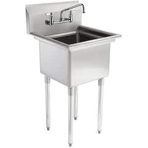 20 in. x 20 in. Freestanding Stainless Steel 1-Compartment Commercial Sink with 10" Faucet
