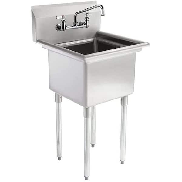 AMGOOD 20 in. x 20 in. Freestanding Stainless Steel 1-Compartment Commercial Sink with 10" Faucet