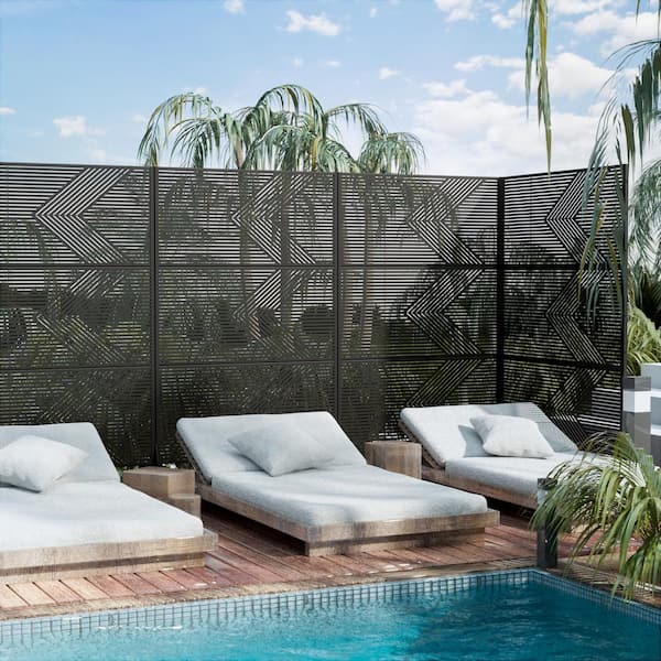 Dovelina Cedric 72 in. Galvanized Steel Garden Fence Outdoor Privacy Screen Garden Screen Panels