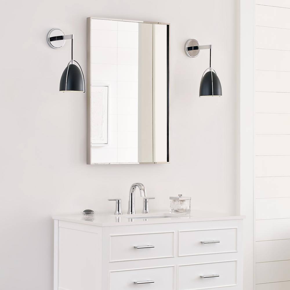 Norman Midnight Black and Chrome 1-Light Outdoor Wall Sconce