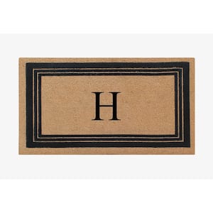 A1HC Flock Beige 24 in x 39 in Natural Coir Thin-Profile Non-Slip Durable Large Outdoor Monogrammed H Doormat