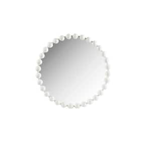 White 27.00 in. W x 27.00 in. H Modern Round Iron Framed Wall Mirror