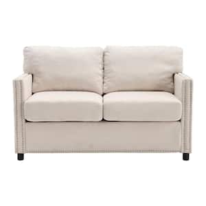 52 in. Beige Chenille 2-Seater Loveseat with Thick Removable Seat Cushion