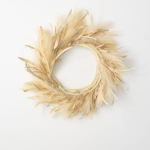 24" Artificial Brown Plume Grass and Berry Wreath