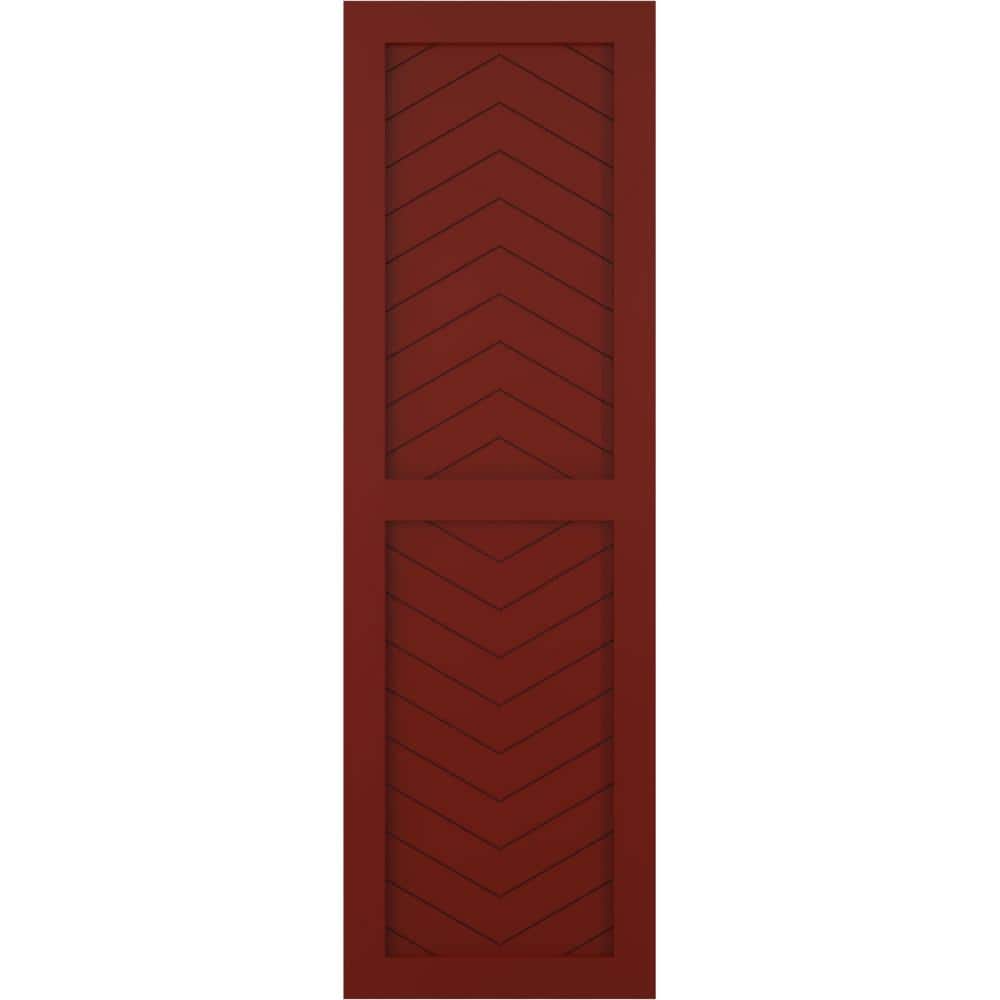 12 in. x 40 in. Flat Panel True Fit PVC Two Panel Chevron Modern Style Fixed Mount Shutters Pair in Pepper Red price history on PriceWatchPro