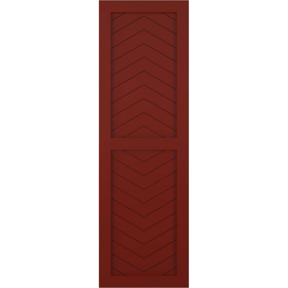 18 in. x 45 in. PVC True Fit Two Panel Chevron Modern Style Fixed Mount Flat Panel Shutters Pair in Pepper Red price history on PriceWatchPro