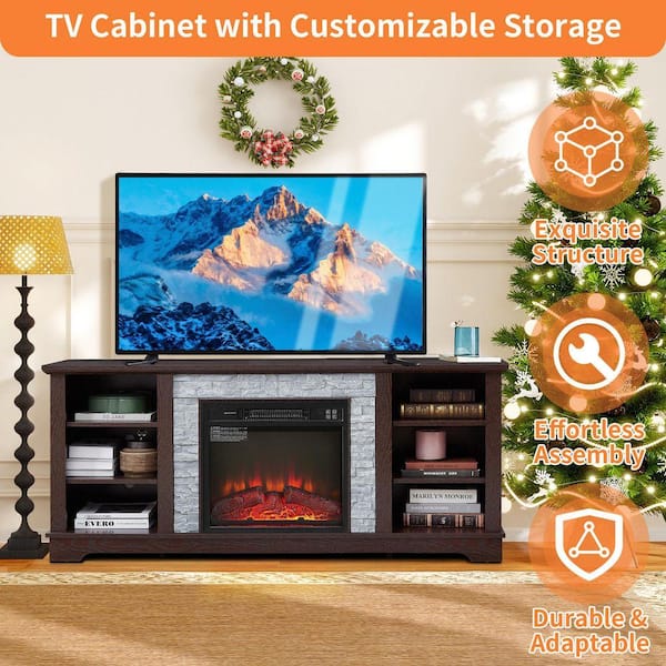 ToolCat 58 in. Freestanding TV Stand with Electric Fireplace