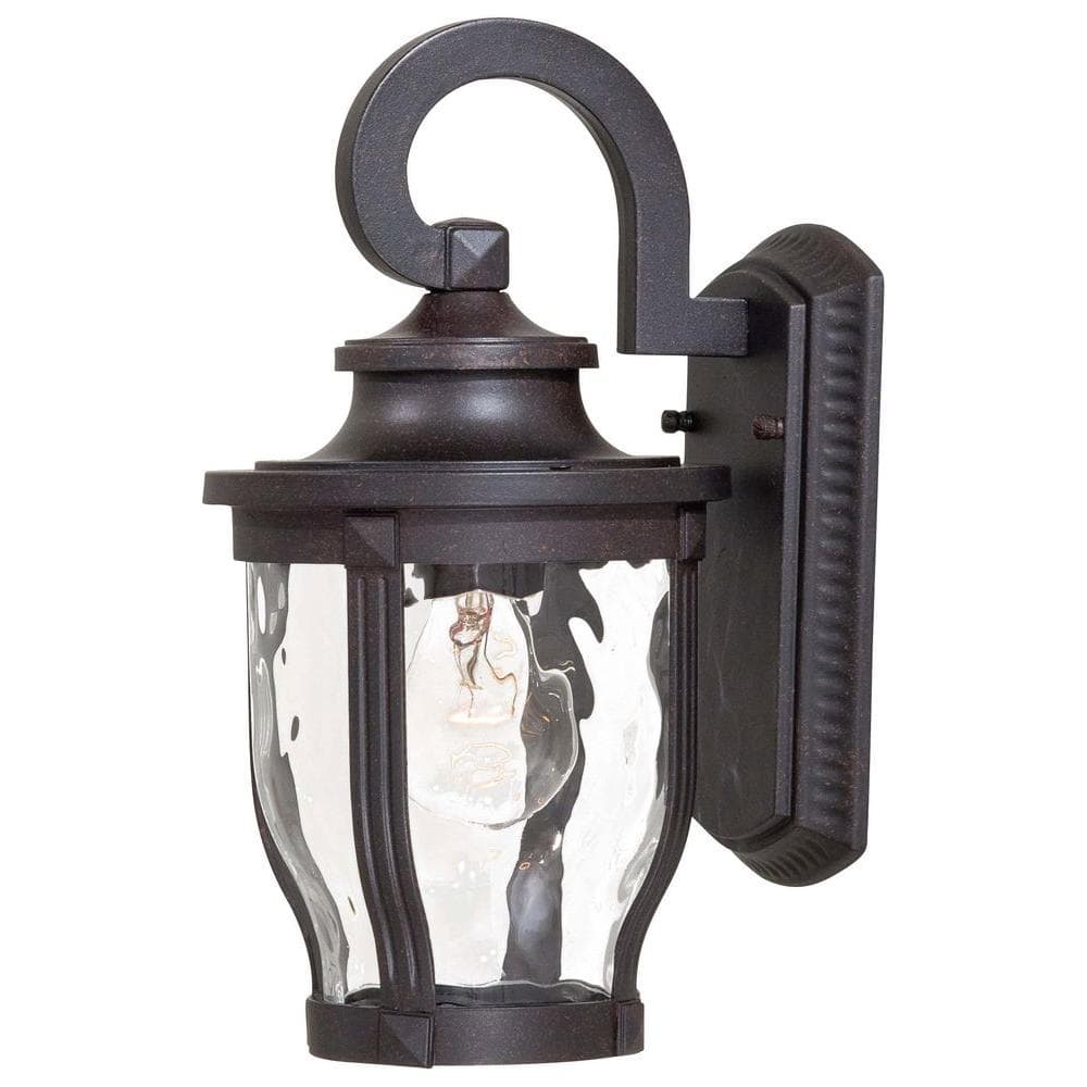Corona Bronze Outdoor Lantern Sconce with Clear Hammered Glass