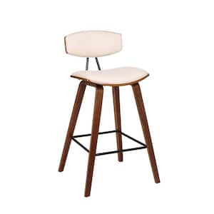 36 in. H Cream Mid Century Top Padded Back Counter Barstool