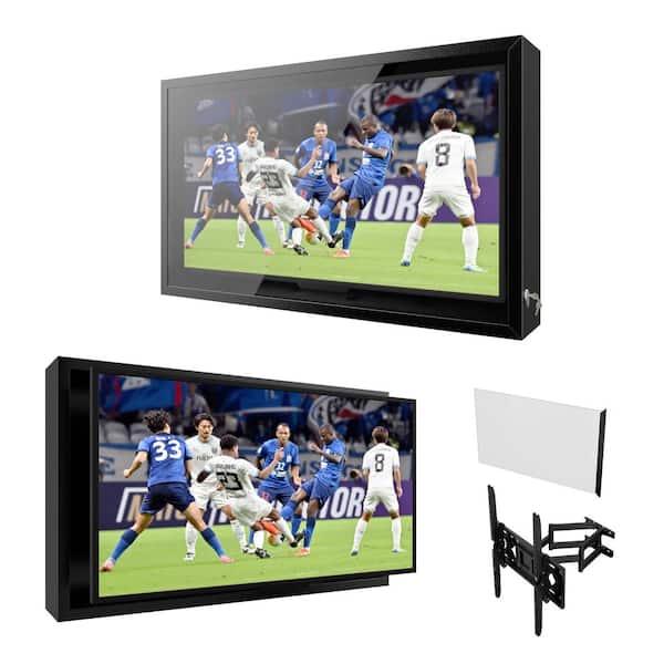 53 in. W Metal Outdoor TV Enclosure Cabinet, Patio TV Furniture Cover with Anti-Theft Lock and TV Mount