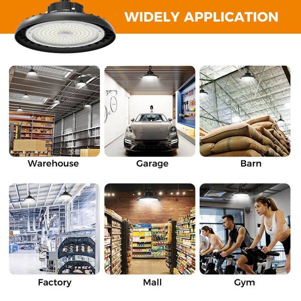 4 Pack 200W LED High Bay Lights - 30,000 Lumen, 5000K, ETL Listed, 100-277V For Warehouse & Garage