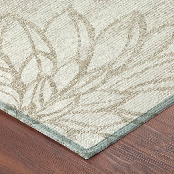 Chantille Machine Washable Indoor/Outdoor Abstract ACN2789 Ivory 8 ft. x 8 ft. Round Rug