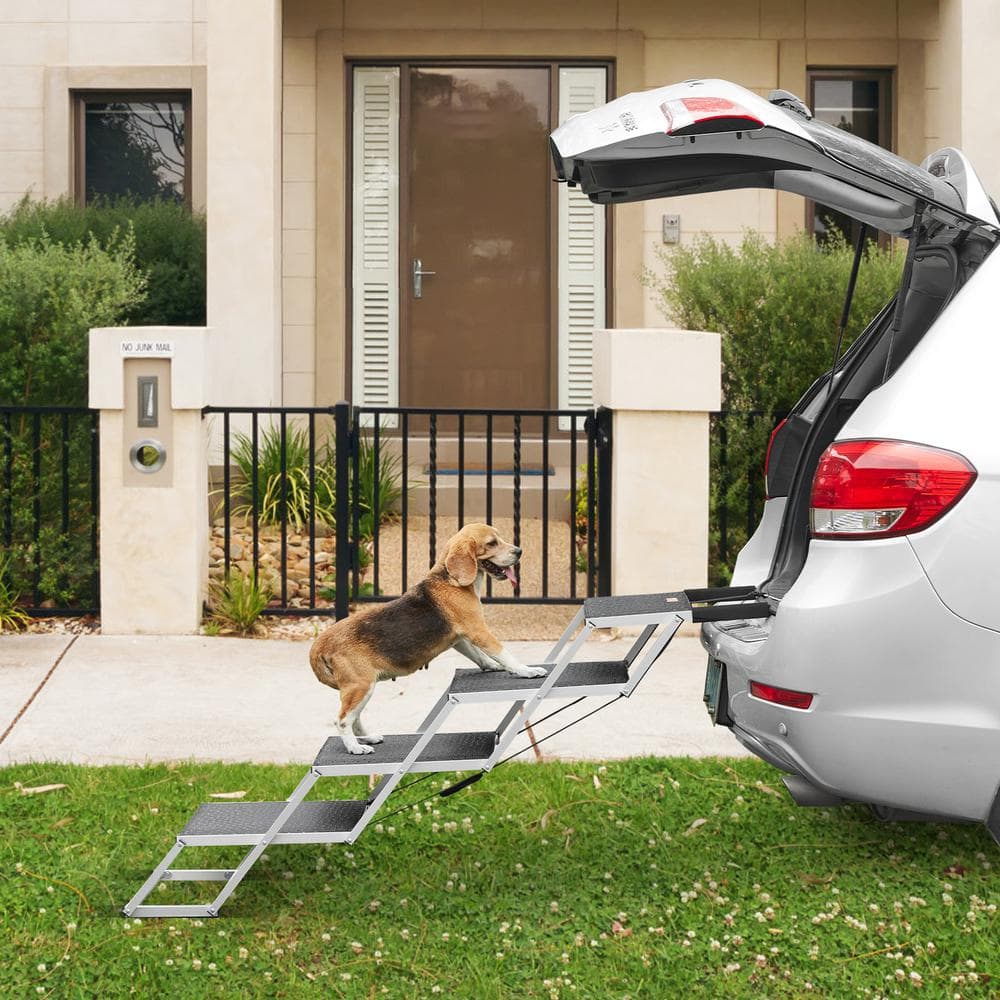 Black Aluminum 4-Step Folding Dog Car Ramp