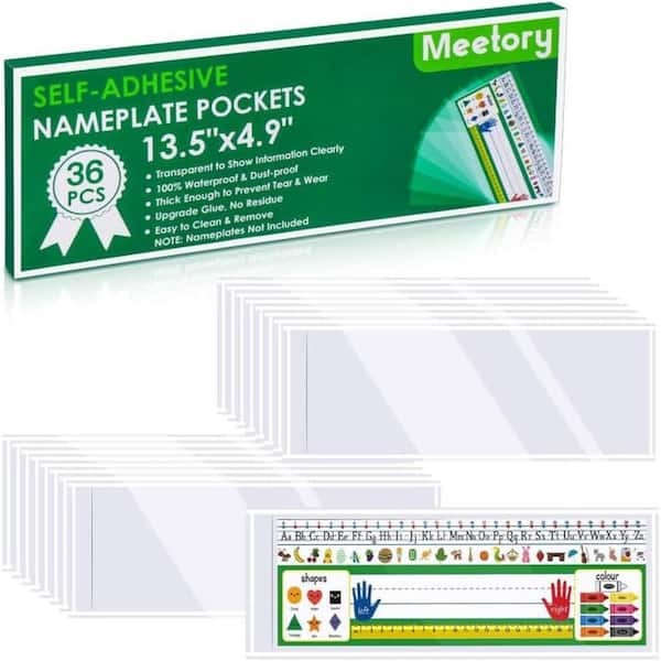 36 Pack Clear Self-Adhesive Nameplate Pocket for Desk Name Tag Covers with Waterproof PVC Material Transparent