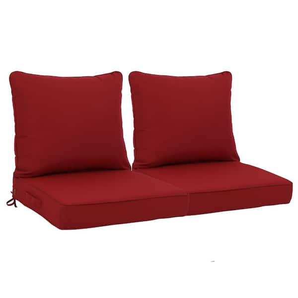 Tenleaf 24 x 24 x 4. 3 Deep Seat Outdoor Lounge Chair Patio Chair 2 Replacement Red Cushion Sets with Pillows