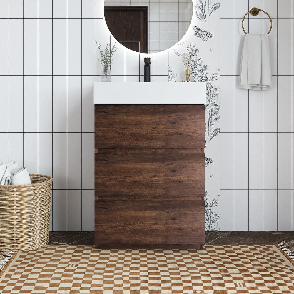 24 in. W x 18 in. D x 37 in. H Single Sink Freestanding Bath Vanity with Wh