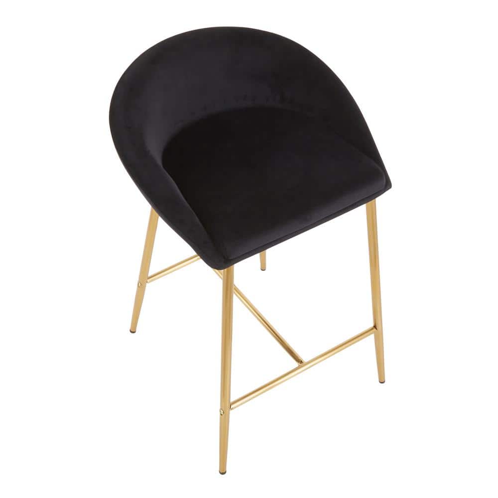 Elegant Matisse 31.25'' Gold Metal and Black Velvet Counter Stool