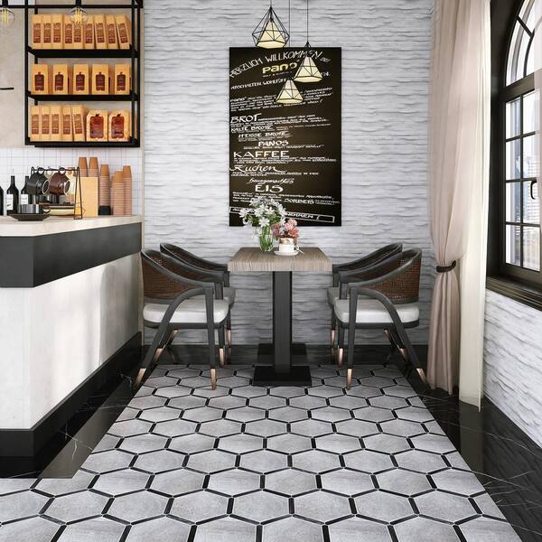 MOLOVO Denia Ebano Gray Hexagon 8.58 in. x 9.89 in. Matte