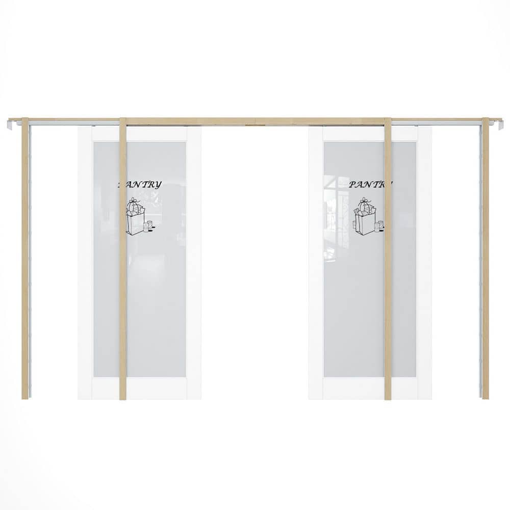 68 in. x 80 in. 1-Lite Frosted Glass White Primed Wood Pocket Door with Hardware (Soft Close and Pantry Sticker-A Incl) price history on PriceWatchPro