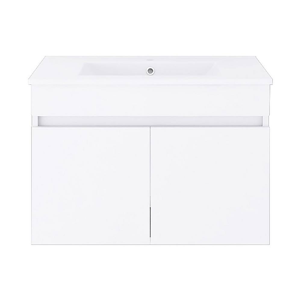 24 in. W x 18 in. D x 19 in. H Wall Mounted Bath Vanity in White with White Ceramic Sink Top price history on PriceWatchPro