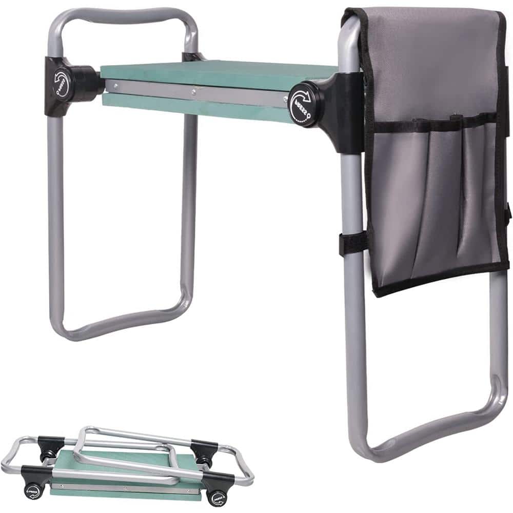 Garden Kneeler and Seat with with Tool Bag Pouch, Foldable Garden Stool wit