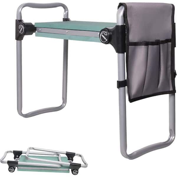 Unbranded Garden Kneeler and Seat with with Tool Bag Pouch, Foldable Garden Stool with EVA Foam Kneeling Pad, Large, Green