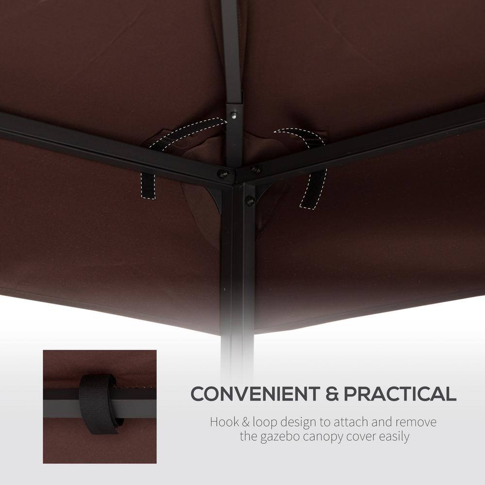 Coffee Polyester 2-Tier Replacement Canopy for 10' x 10' Gazebo