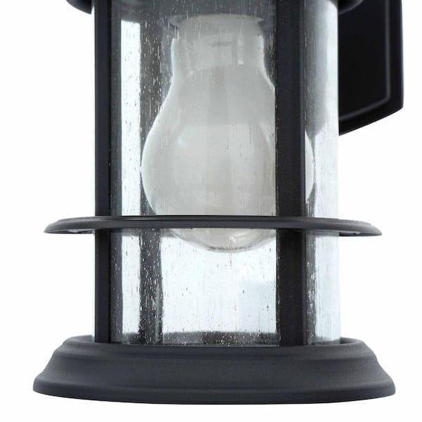CANARM Ryder 1-Light Black Outdoor Wall Lantern Sconce with Seeded Glass  IOL152BK-HD - The Home Depot