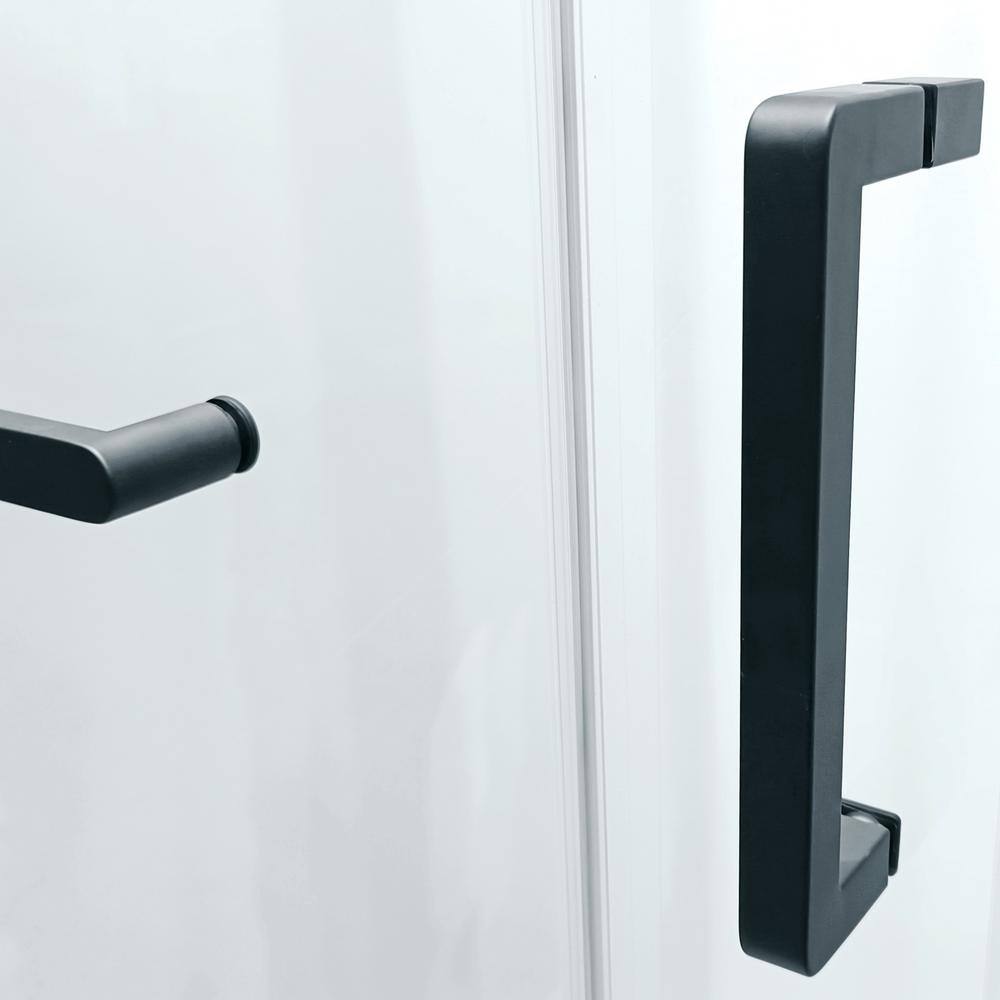 Matte Black Semi-Frameless Sliding Shower Door with Tempered Glass