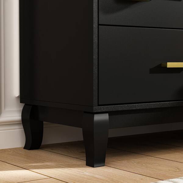 FUFU&GAGA 6-Drawer Black Dresser 31.5 in. H x 47.2 in. W x 15.7 in